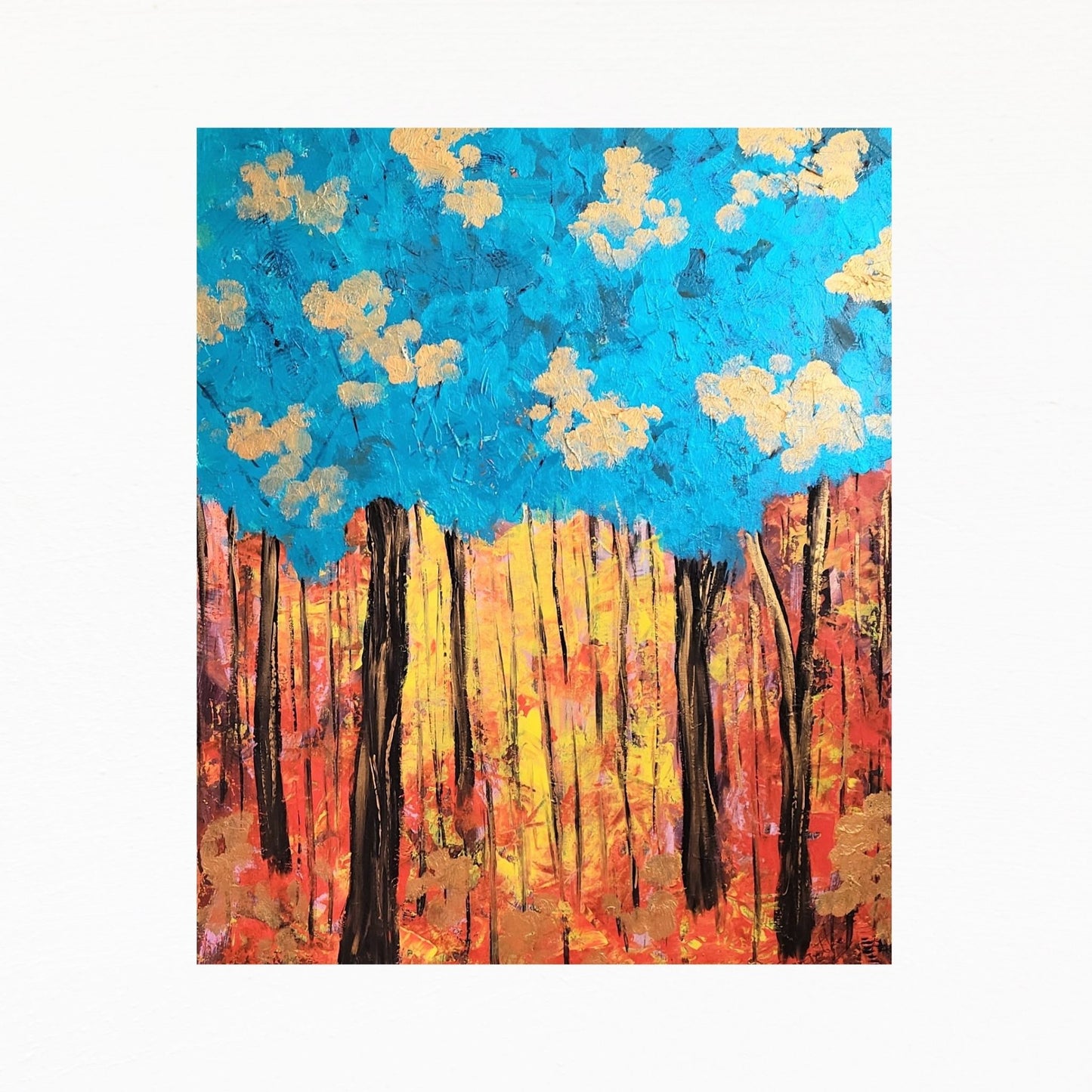 Abstract Wall art abstract blue and gold office decor