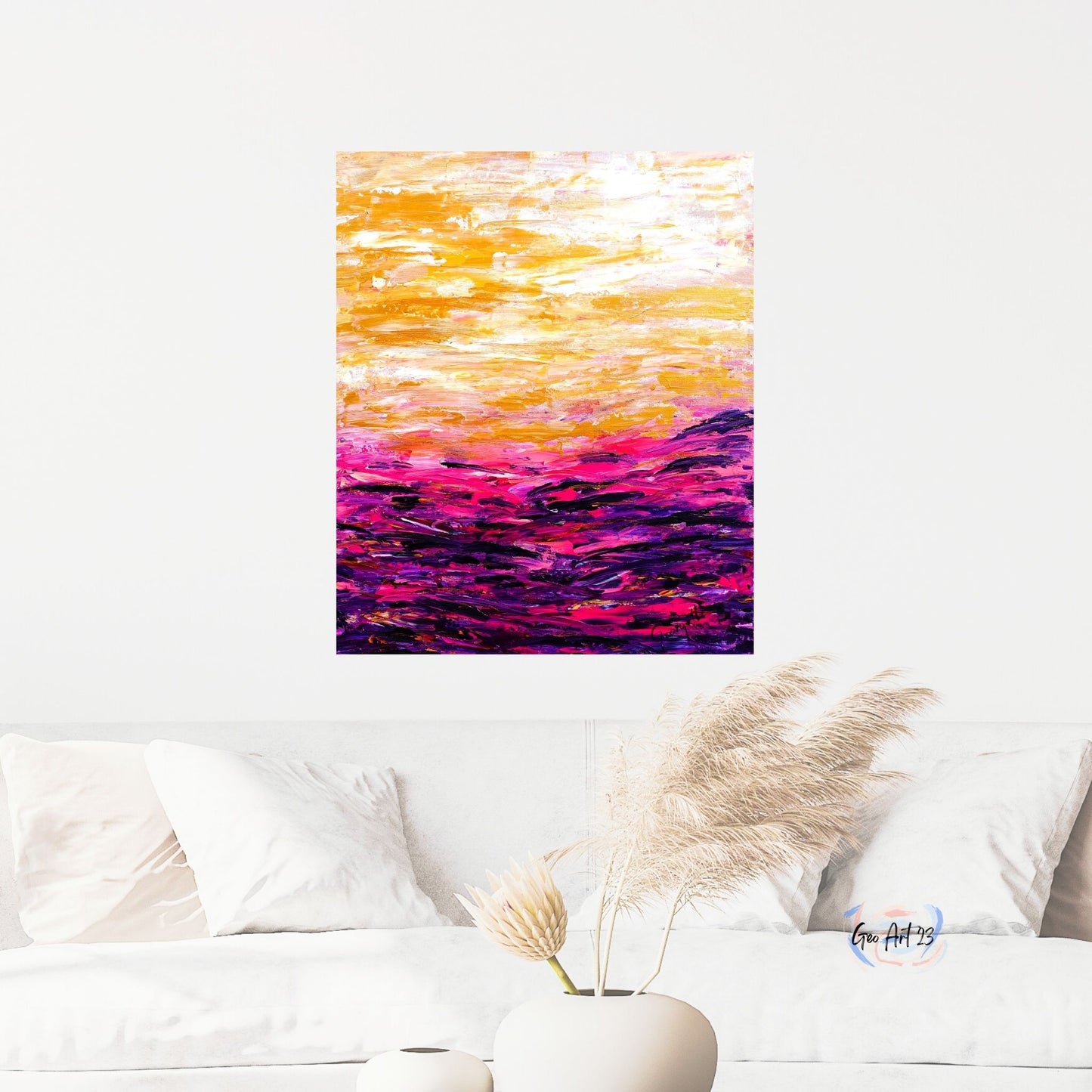 Abstract Wall art abstract purple and gold Livingroom decor