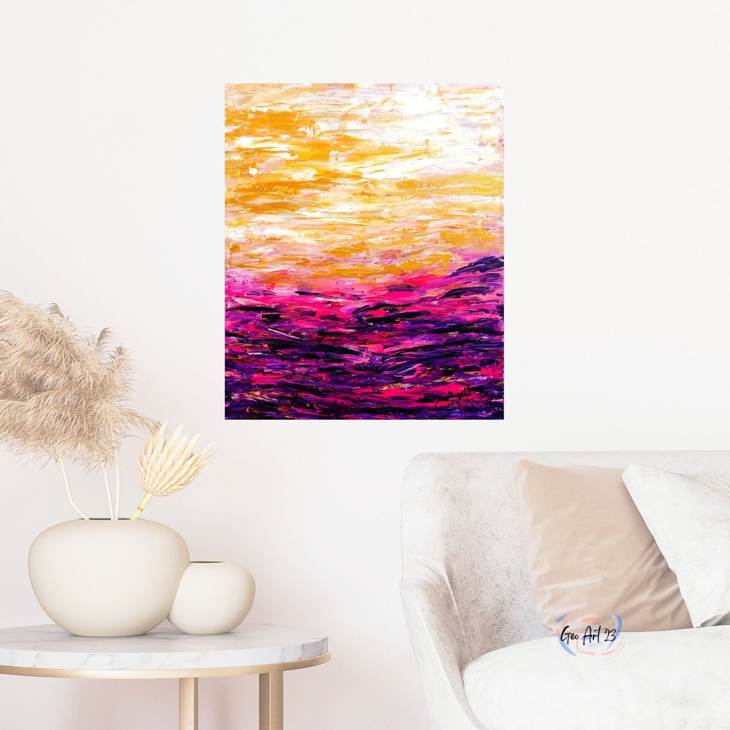Abstract Wall art abstract purple and gold office decor
