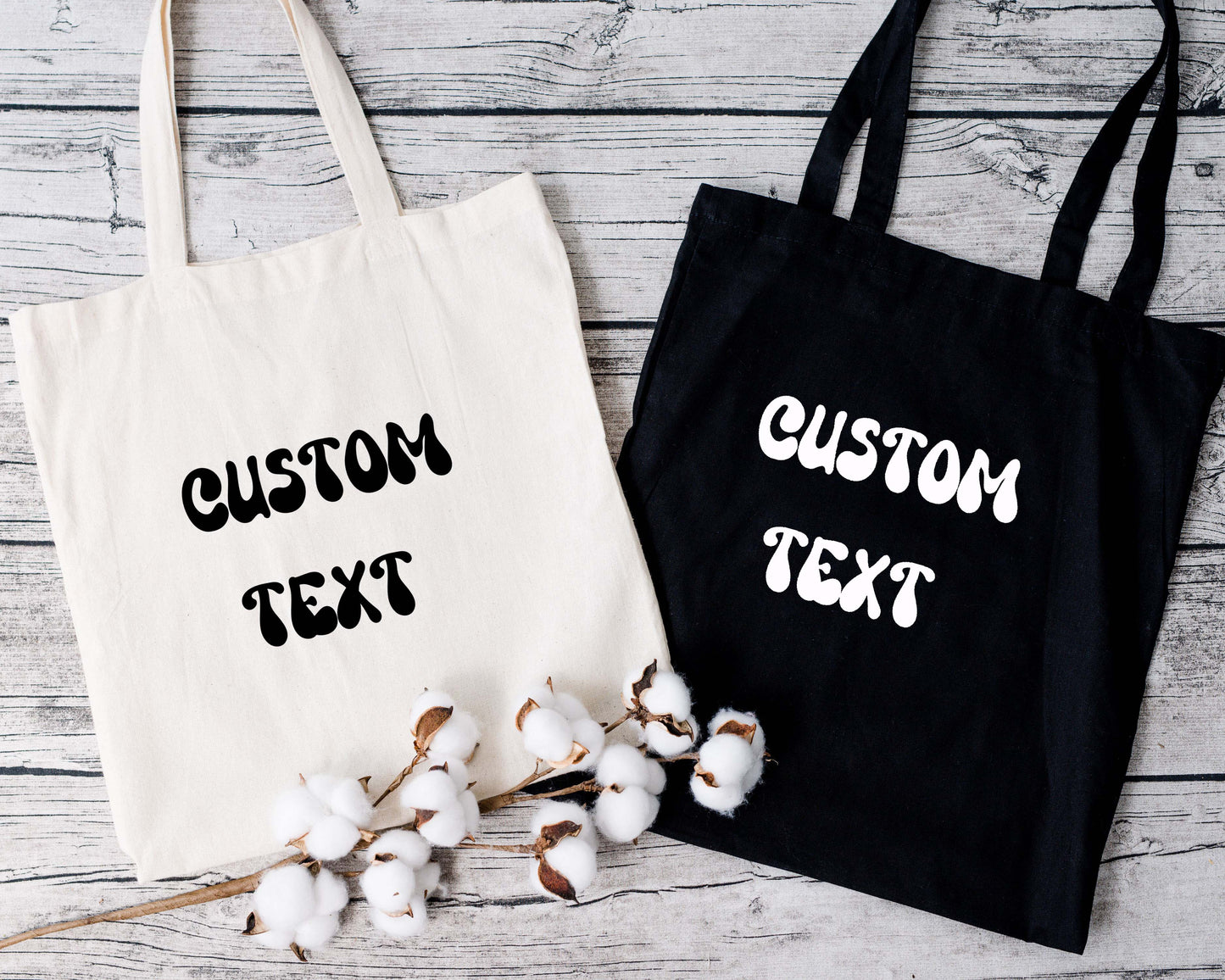 Custom tote bags reusable text format funky