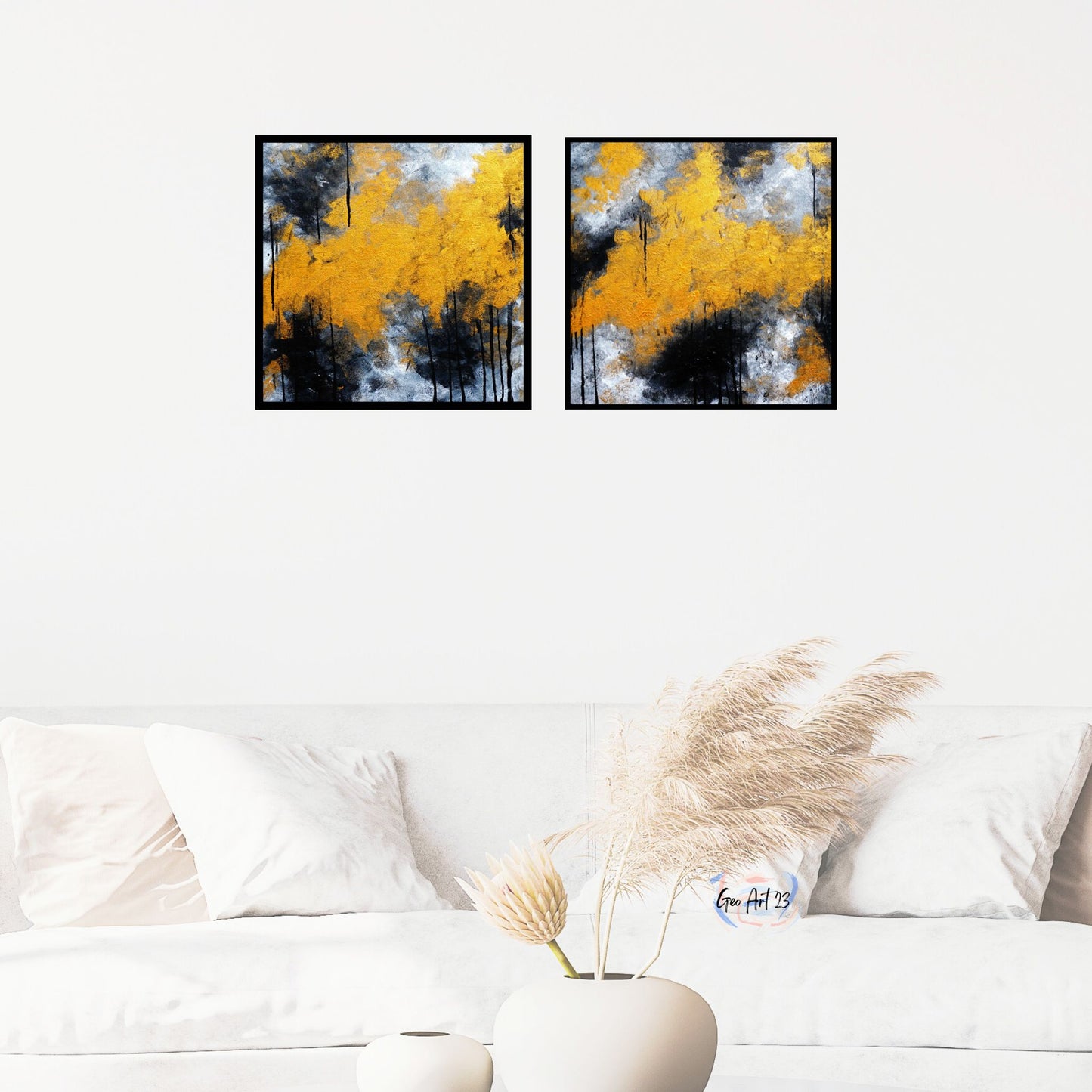 set of 2 wall art golden and black abstract wall art bedroom decor