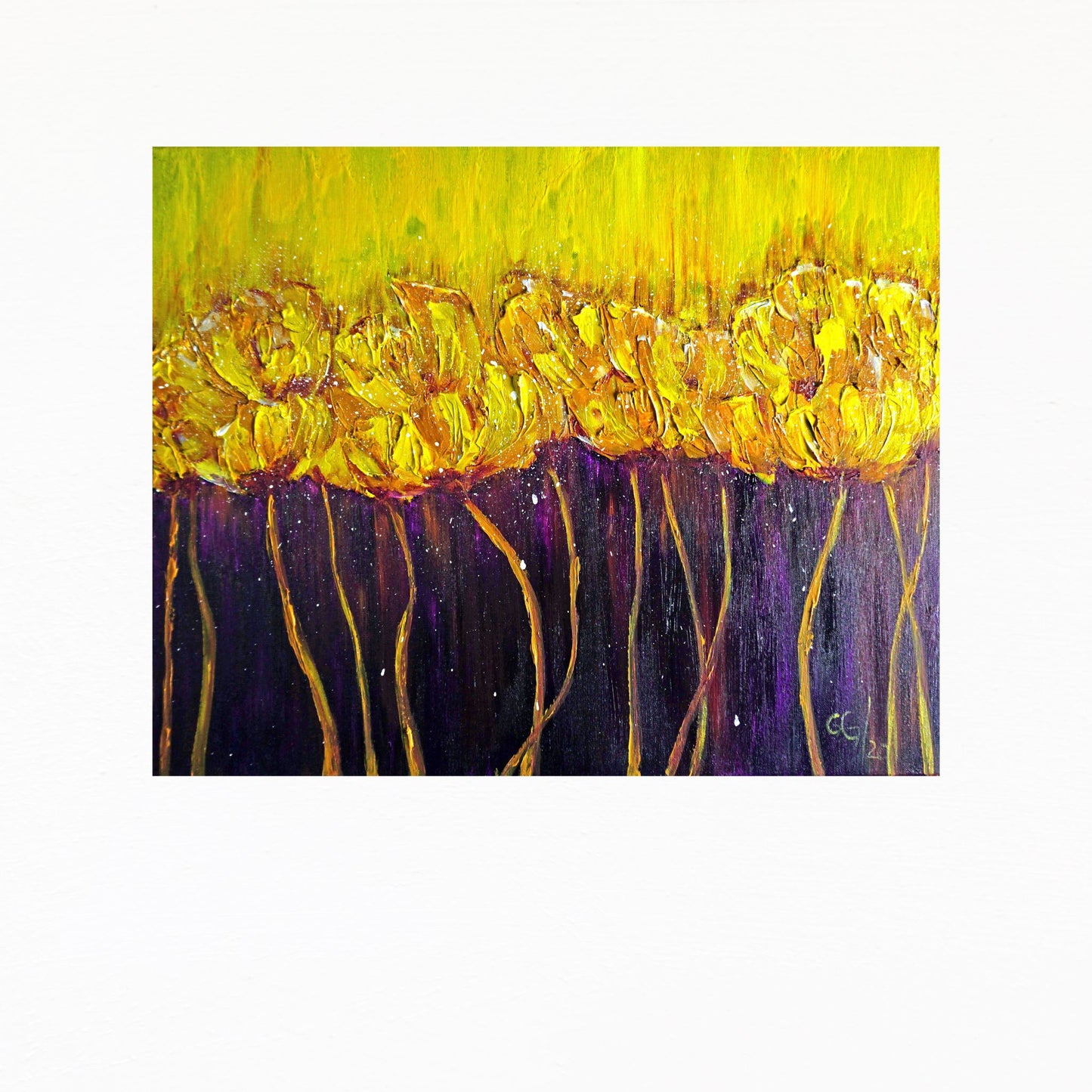 Wall Art Abstract Wall Art Flowers Textured flowers office decor