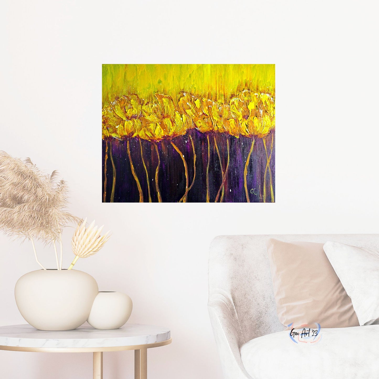 Wall Art Abstract Wall Art Flowers Textured flowers Livingroom decor
