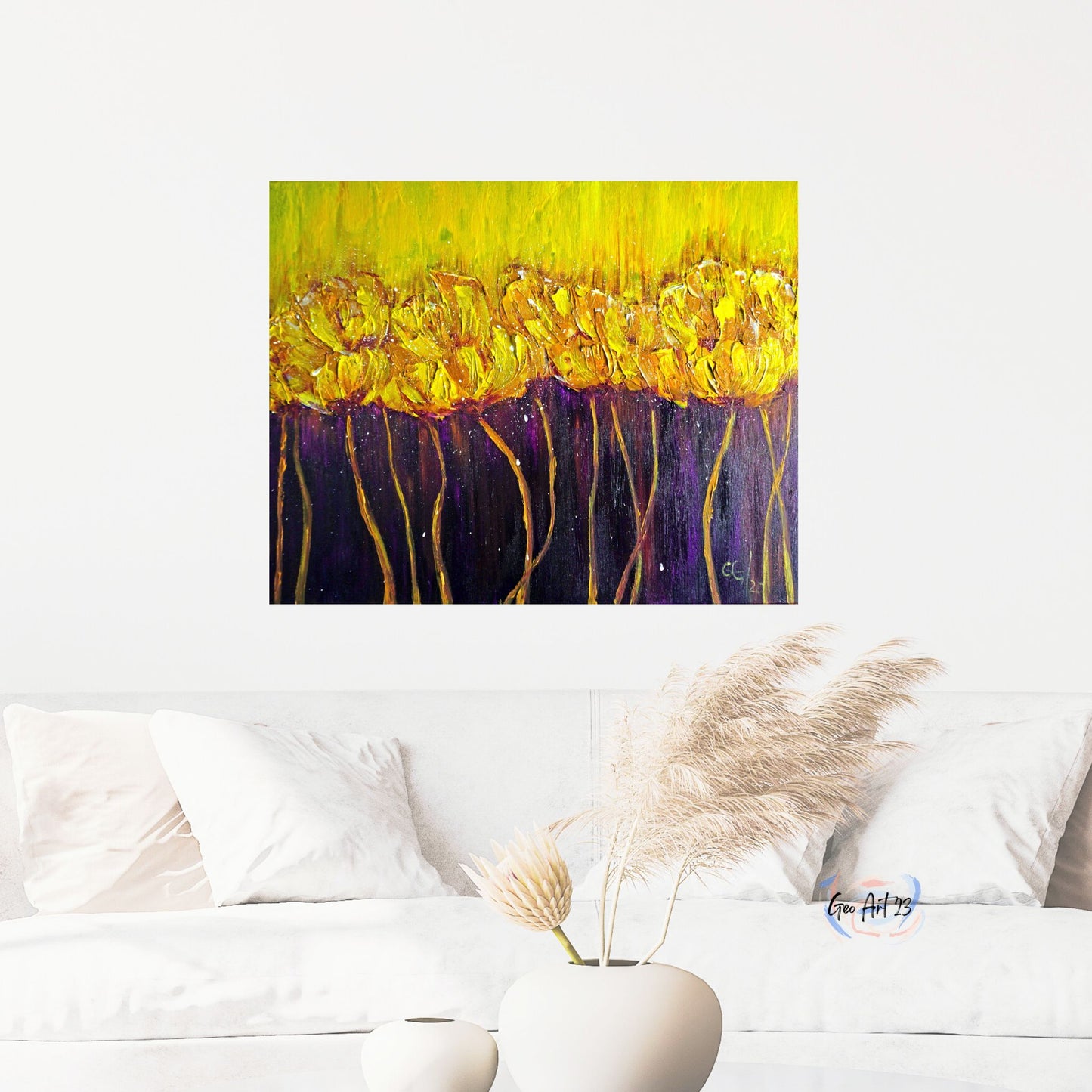 Wall Art Abstract Wall Art Flowers Textured flowers Bedroom decor