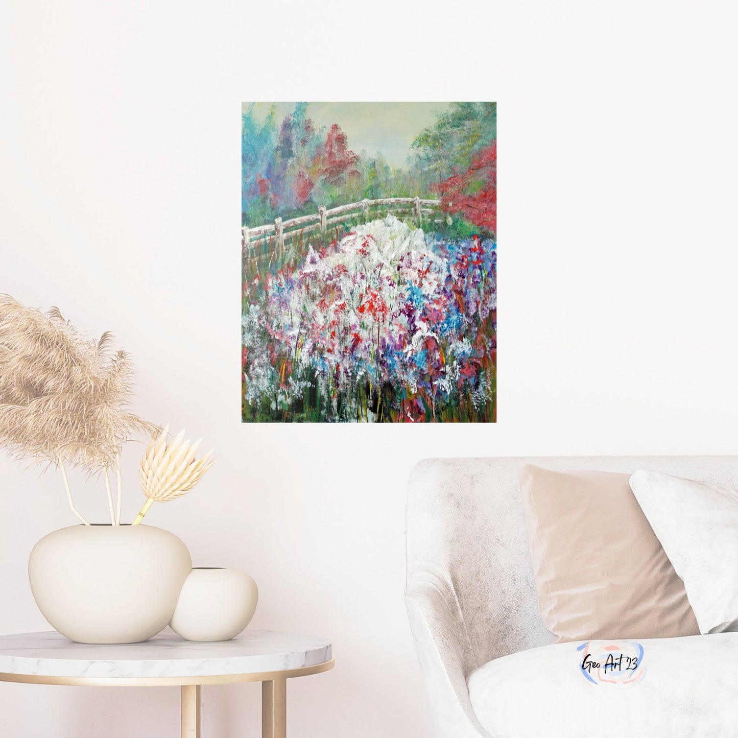 wall art painting on canvas original garden flowers abstract for office decor