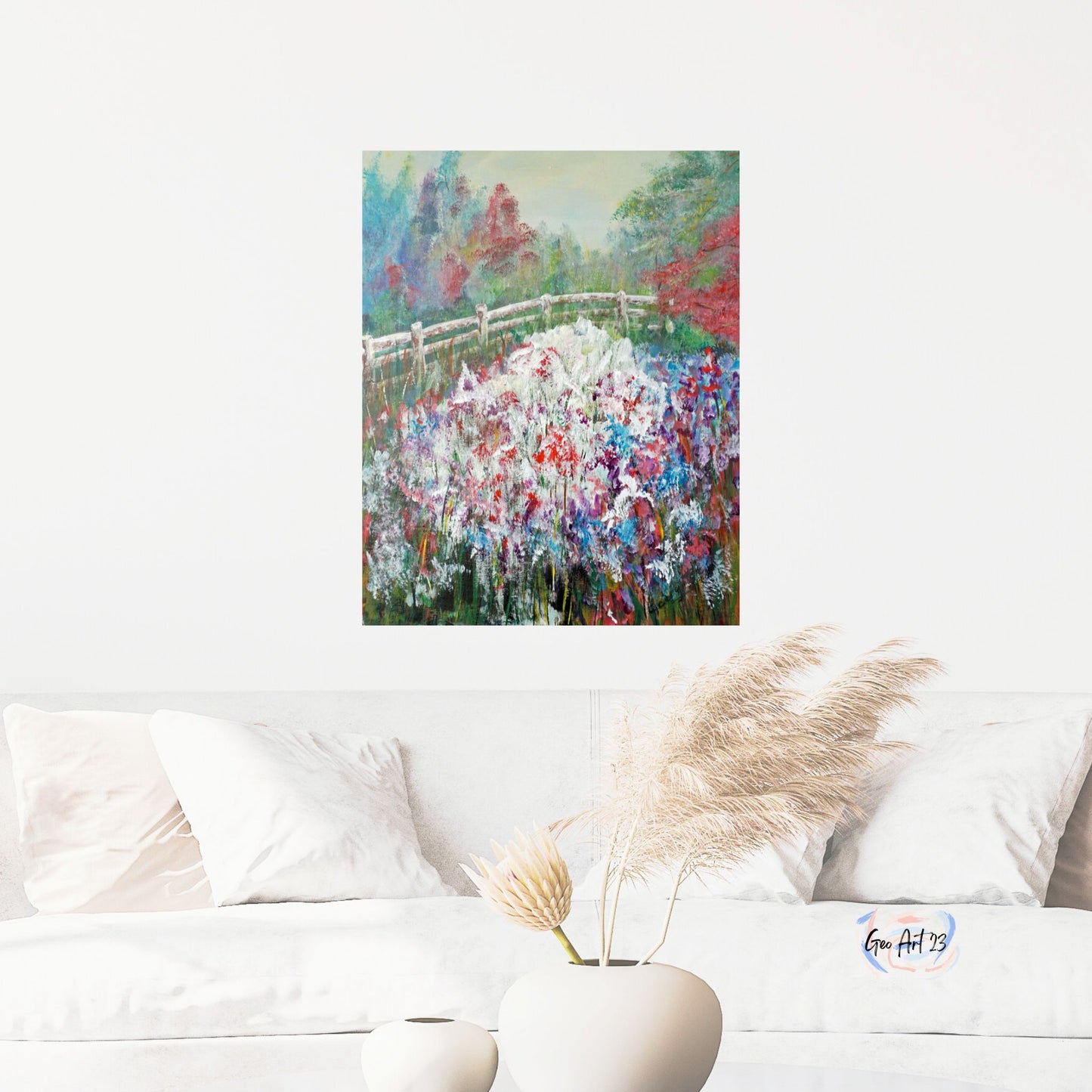 wall art painting on canvas original garden flowers abstract for livingroom decor