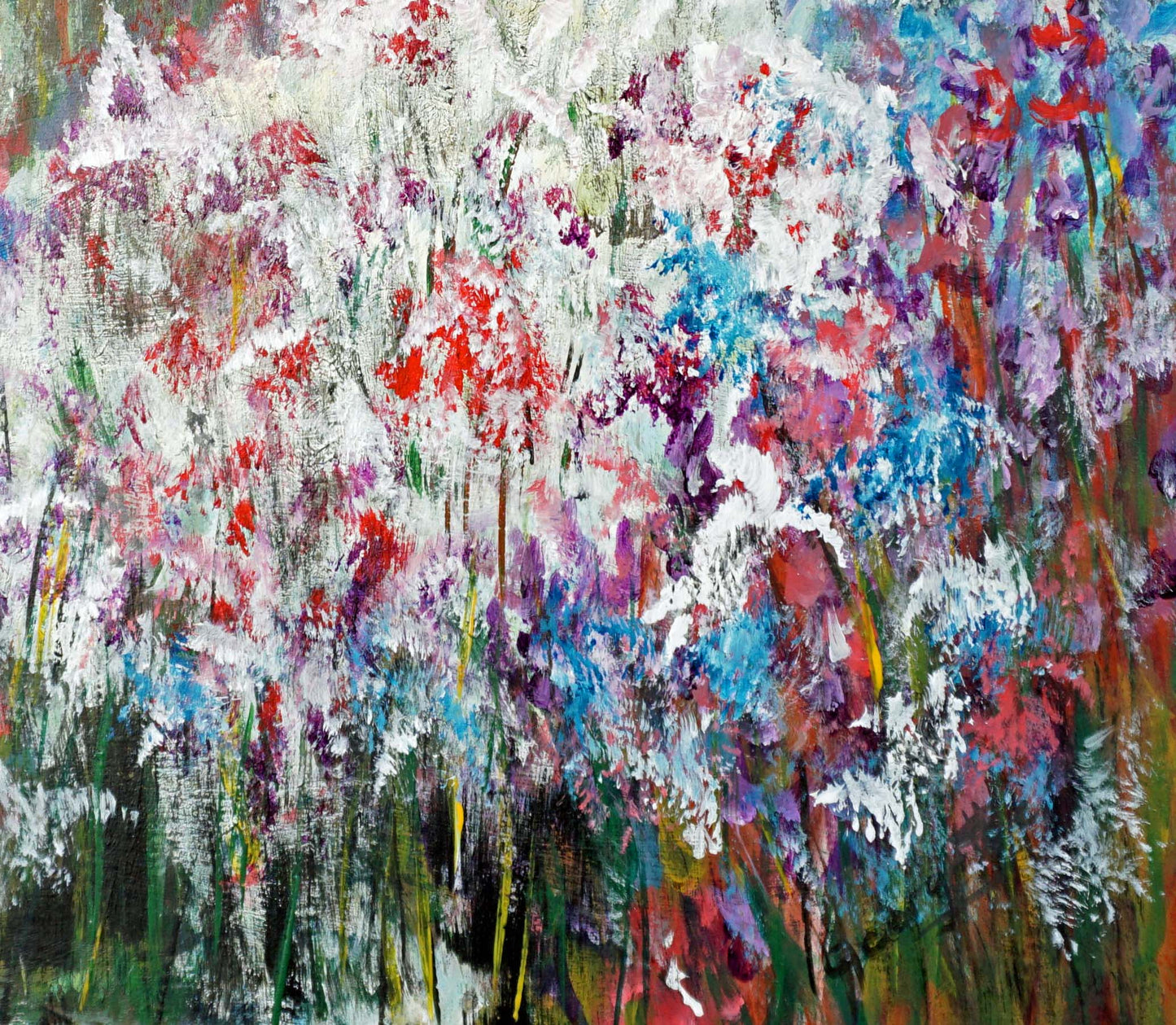 wall art painting on canvas original garden flowers abstract painting details
