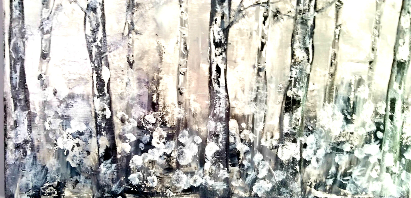 Winter Night "16X20" inch Wall Art Abstract on Canvas