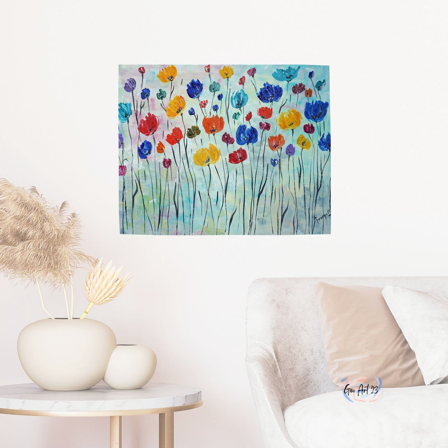 Wall art home decor multicolor flowers for bedroom decor