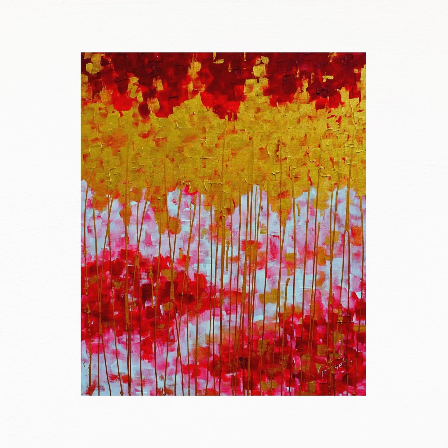 wall art abstract artwork gold and red for office decor
