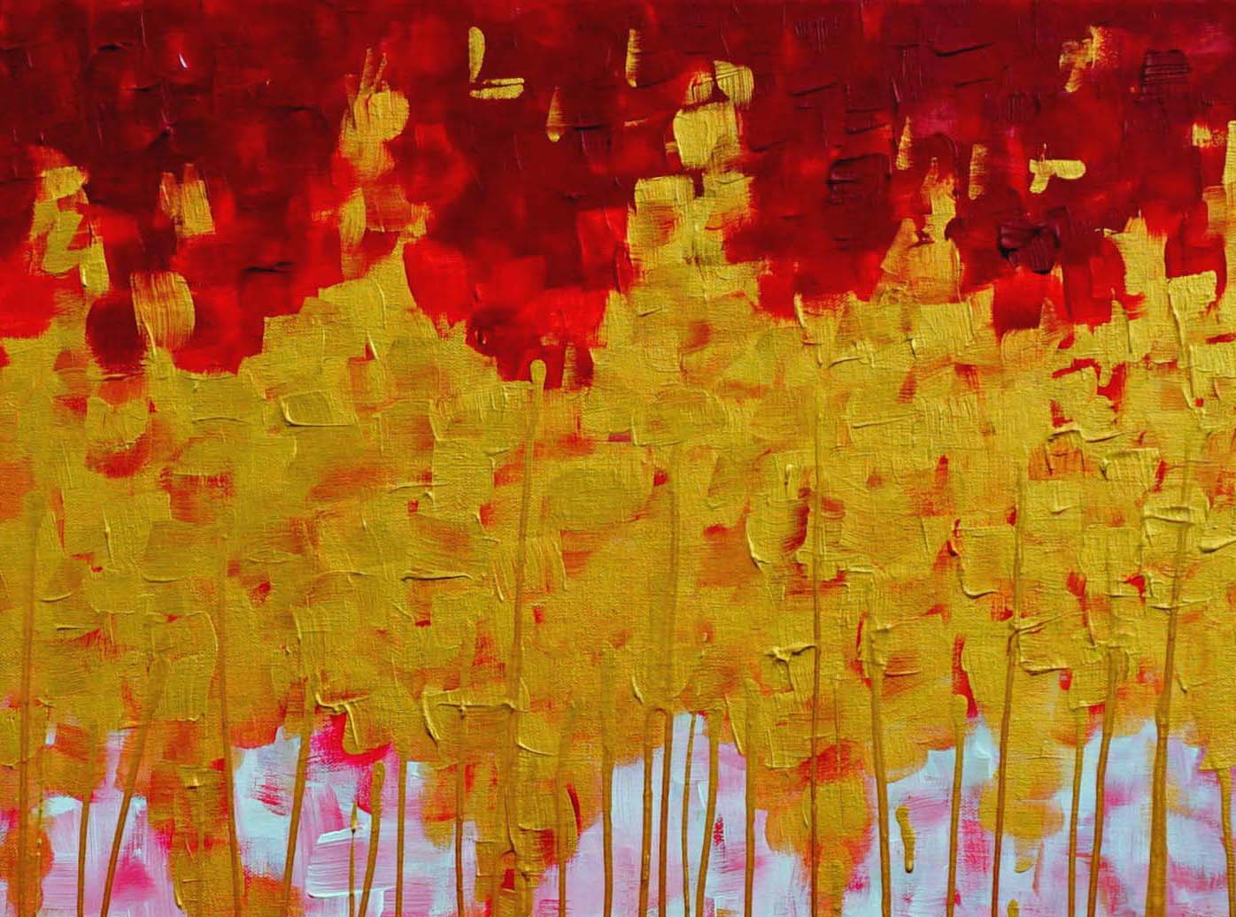 wall art abstract artwork gold and red painting details