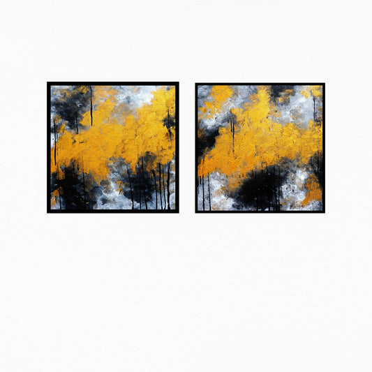set of 2 wall art golden and black abstract wall art office decor