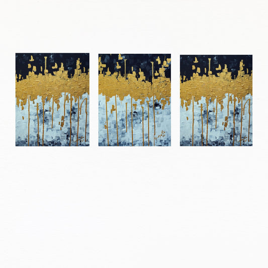 Gilded Symphony - Set of 3 Wall Art 16X20 inch
