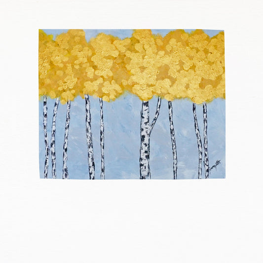 wall art abstract gold trees on blue background  for office decor