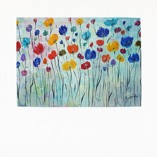 Wall art home decor multicolor flowers for office decor